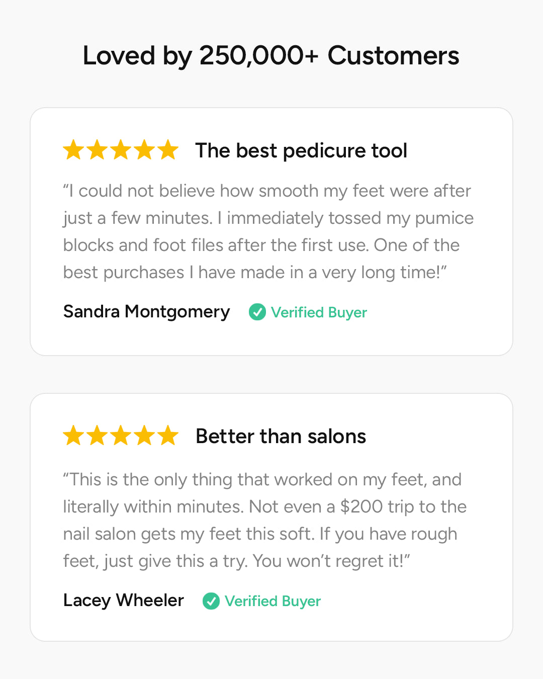 Two featured 5-star reviews out of 250,000+ happy Gerá customers